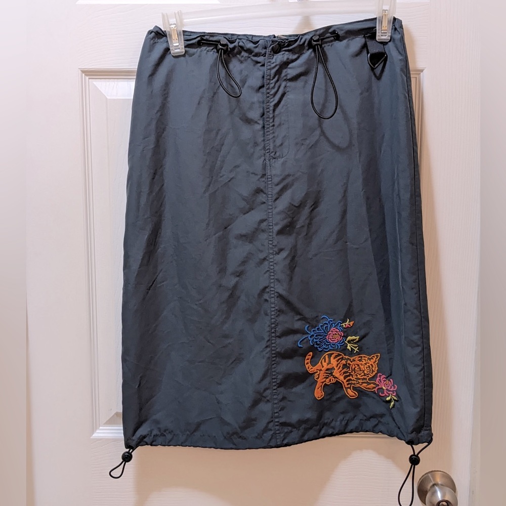 Vintage 26 Red Sugar Minute Skirt with Floral and Tiger Embroidery